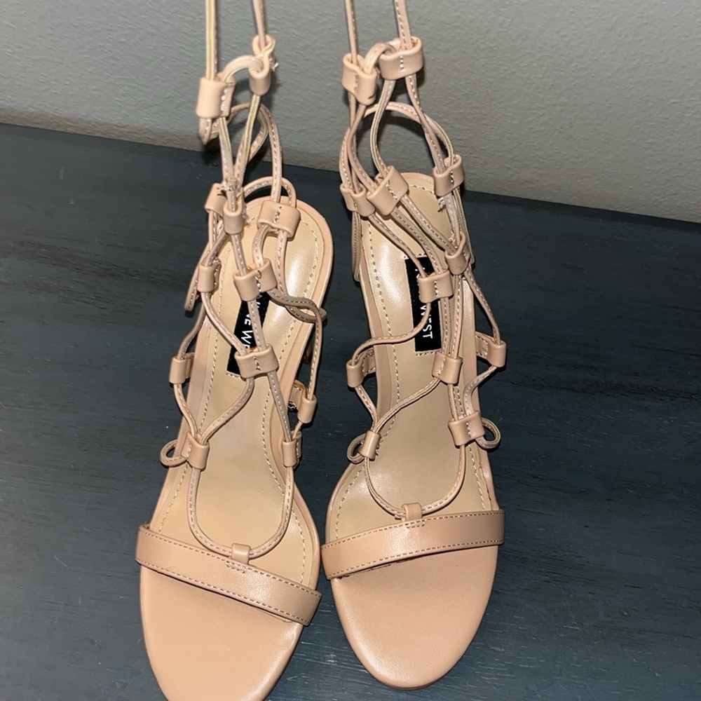 Nine West Women's Mix Ankle Wrap Dress Heeled Sandals NWOB sz 6M Blush Tan - Picture 9 of 14